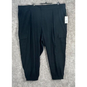 A New Day Joggers Womens 26 Black Cargo Actual 48X28 Elastic Waist Pants NWT
